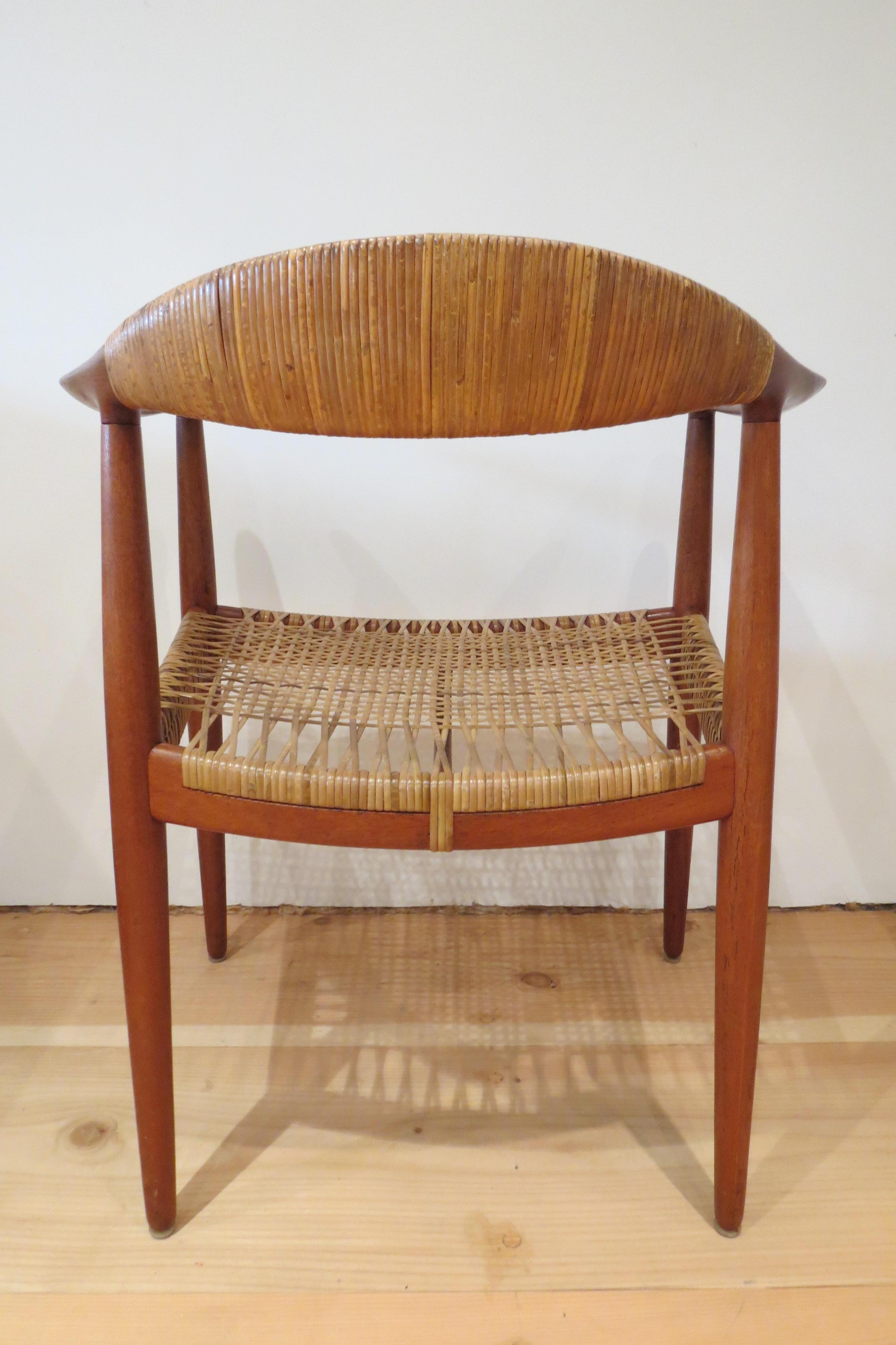 Rattan Early Original JH 501 Chair by Hans J Wegner for Johannes Hansen in Teak, 1950