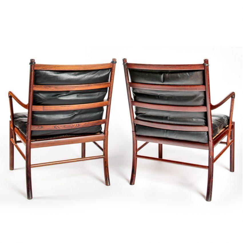 Scandinavian Modern Early Original Pair of Ole Wanscher Colonial Chairs PJ-149 Rosewood