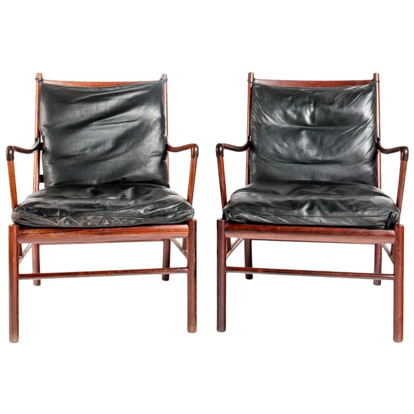 Early Original Pair of Ole Wanscher Colonial Chairs PJ-149 Rosewood