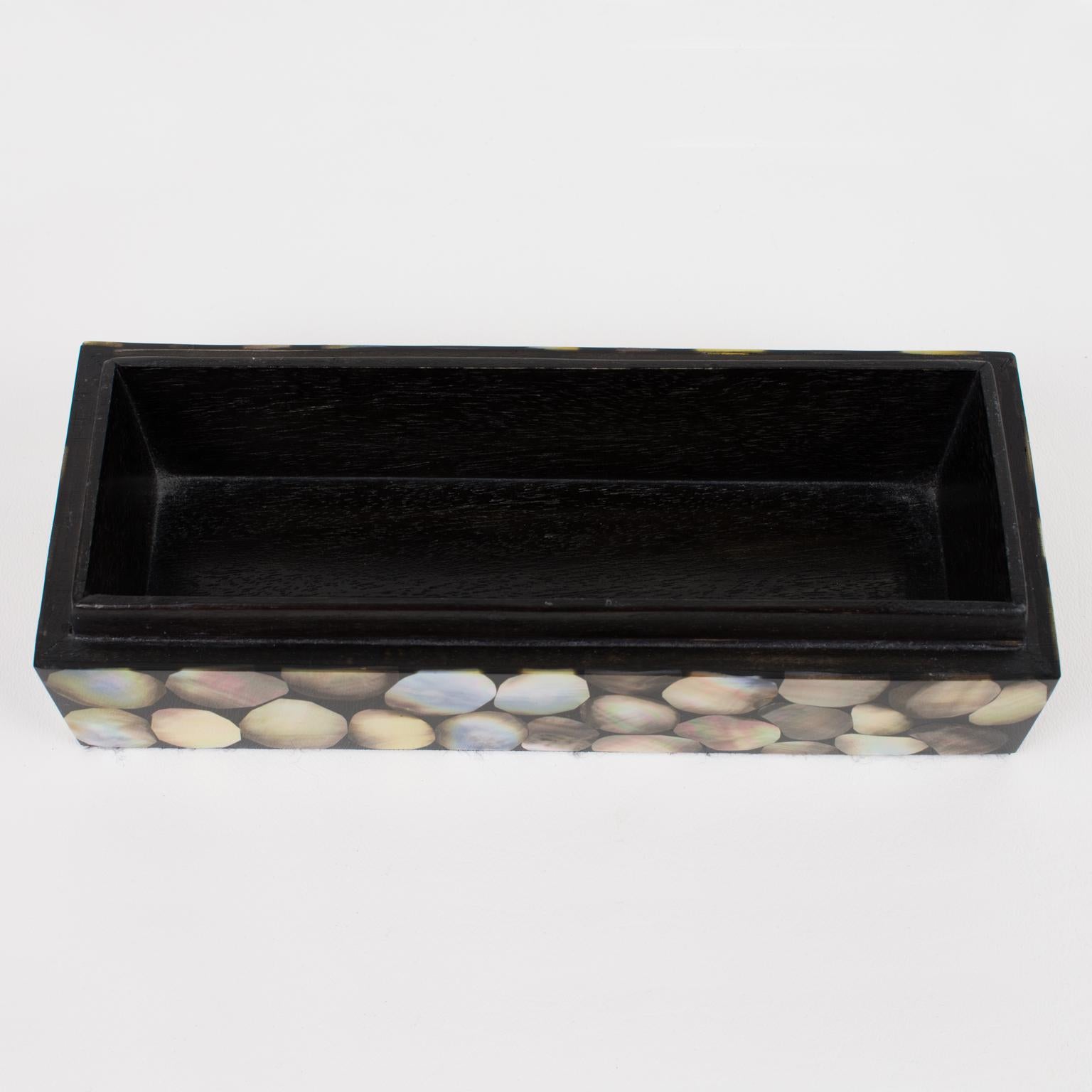 Early Original R & Y Augousti Paris Seashell Marquetry Box For Sale 1
