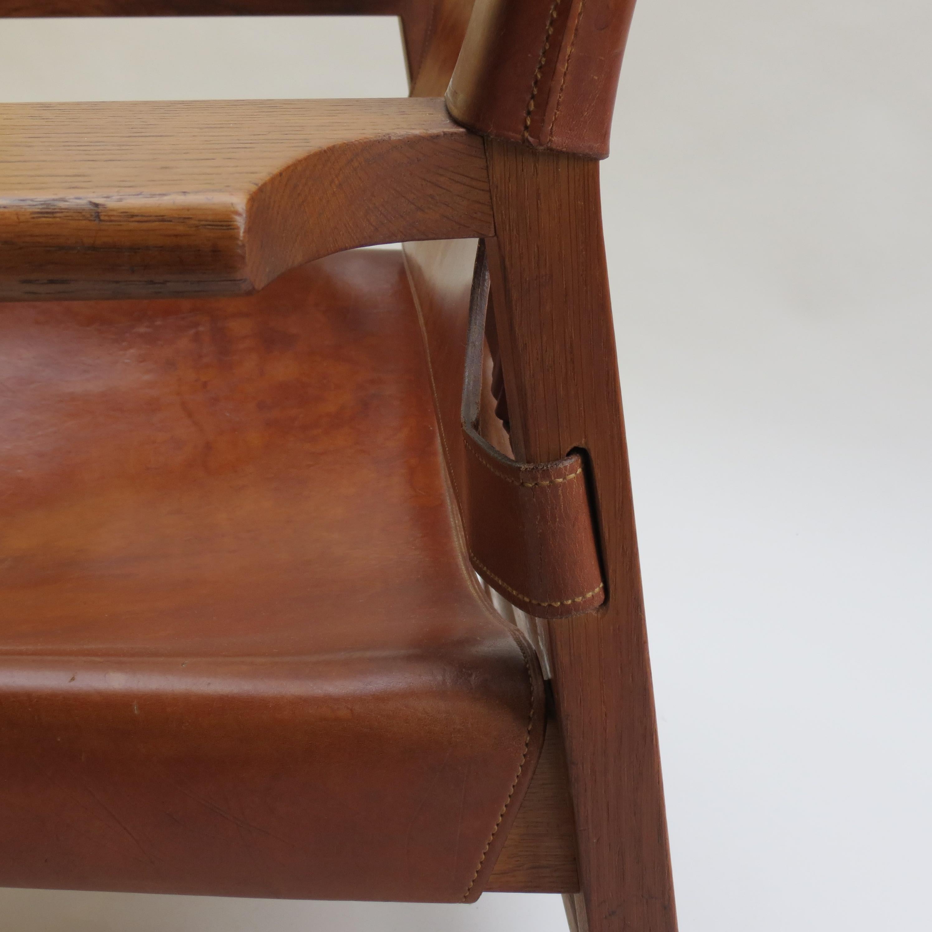 20th Century Early Original Vintage 1950s Borge Mogensen Leather and Oak Spanish Chair