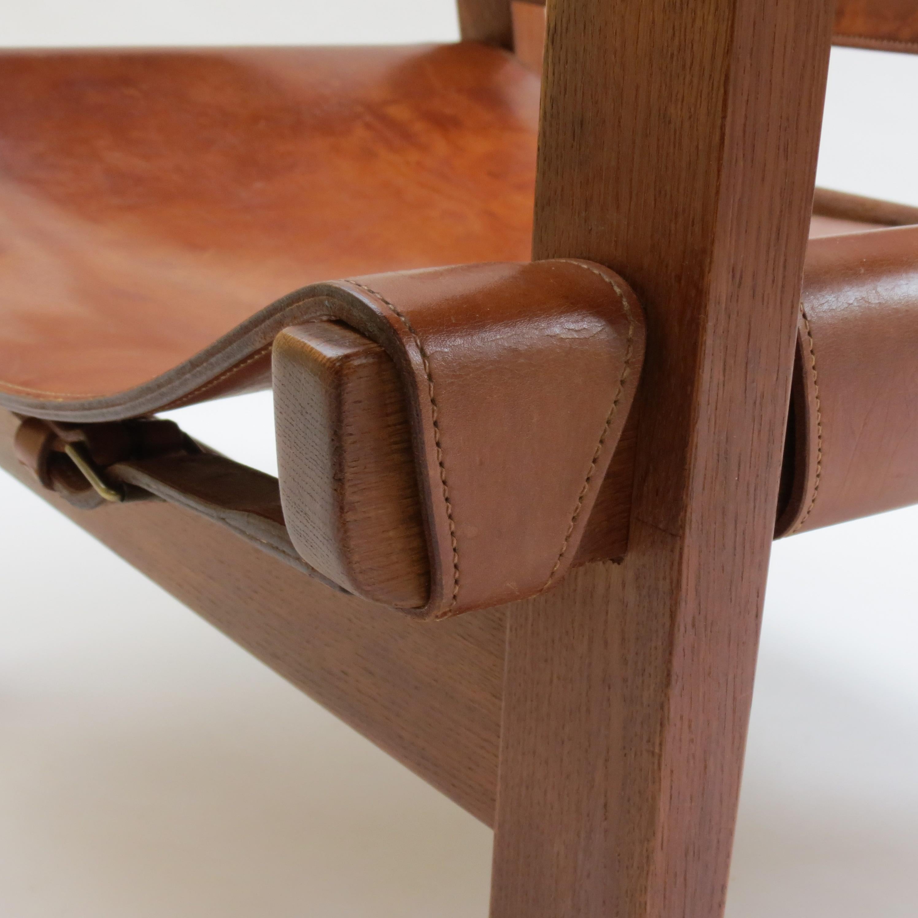 Early Original Vintage 1950s Borge Mogensen Leather and Oak Spanish Chair In Good Condition In Stow on the Wold, GB