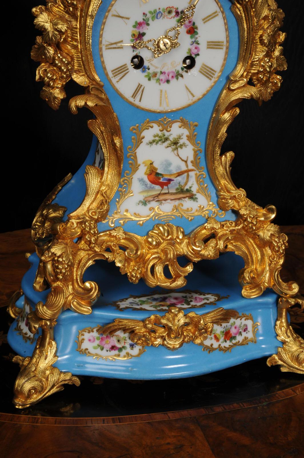 19th Century Early Ormolu and Porcelain Antique French Clock by Raingo Freres