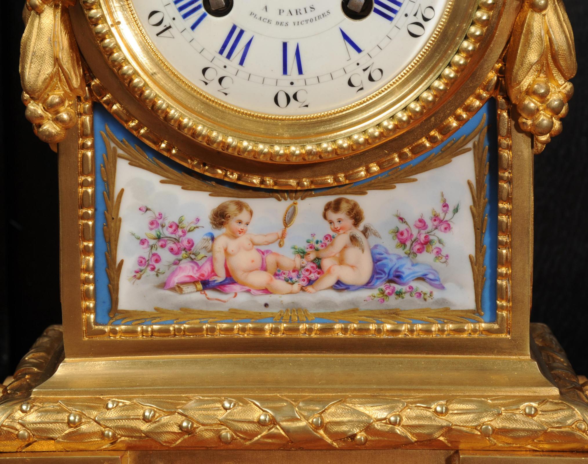 Early Ormolu and Sevres Porcelain Antique French Clock by Lepine Paris 2