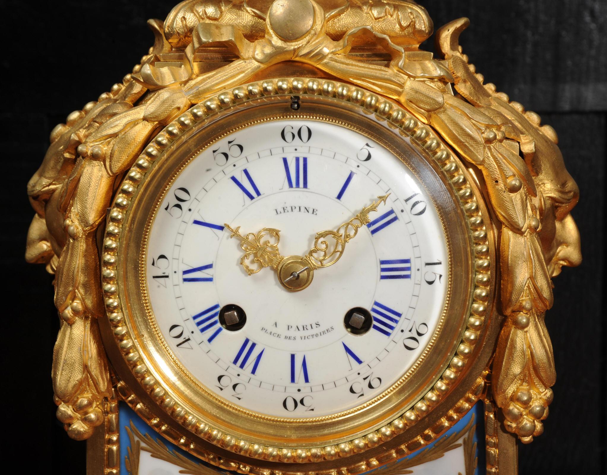 Early Ormolu and Sevres Porcelain Antique French Clock by Lepine Paris 3