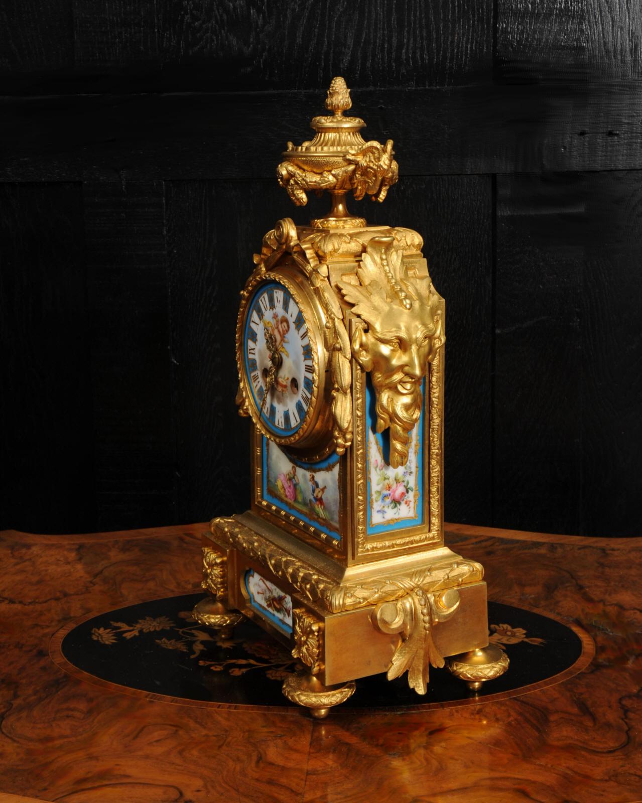 Early Ormolu and Sevres Porcelain Antique French Clock - Japy Fils Fully Working For Sale 5