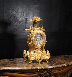 Early Ormolu Bronze Antique French Rococo Clock by Lerolle, Paris