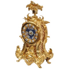 Early Ormolu Bronze Antique French Rococo Clock by Lerolle, Paris