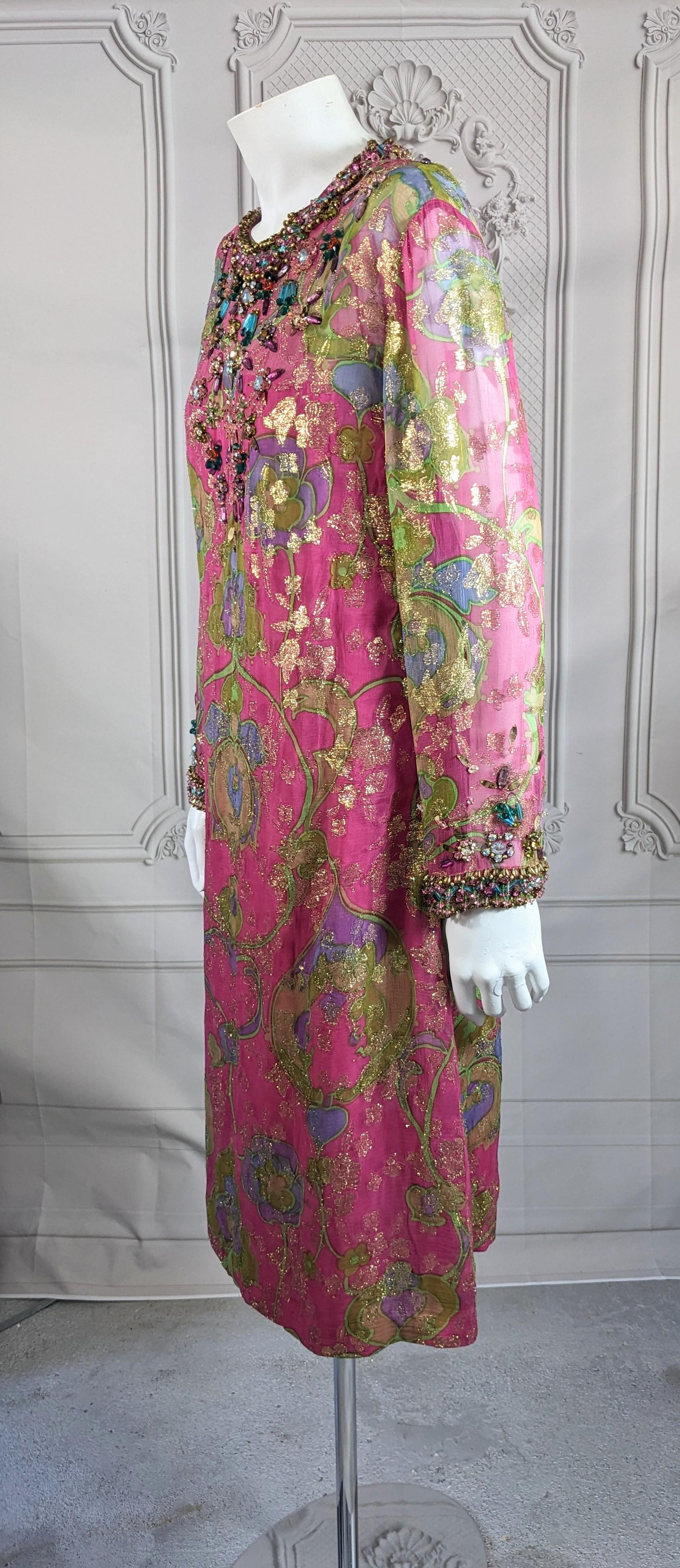 Women's or Men's Early Oscar de la Renta Beaded Chiffon Sheath For Sale