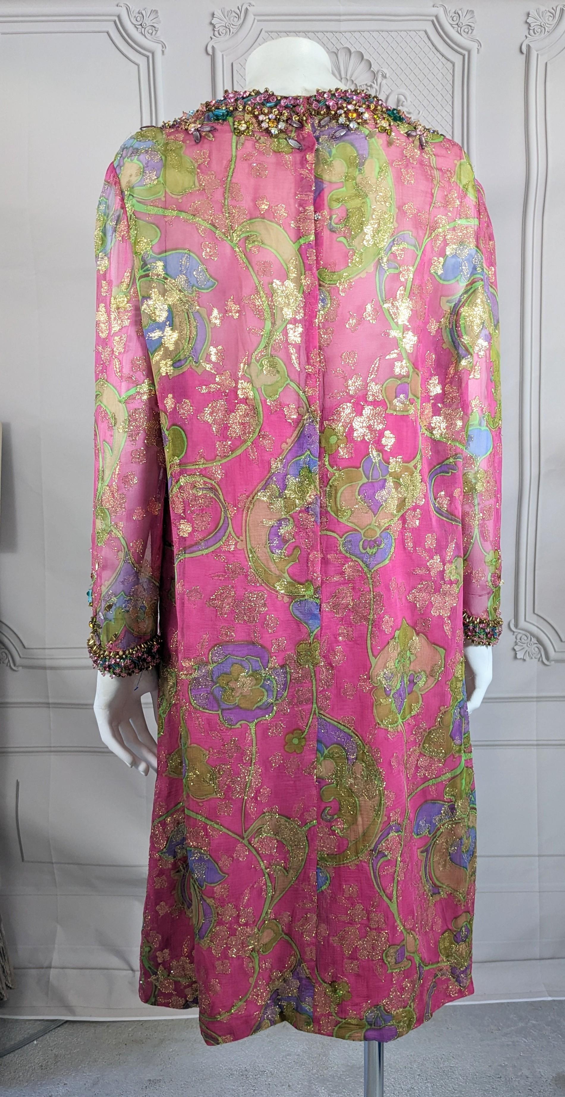 Early Oscar de la Renta Beaded Chiffon Sheath For Sale 2