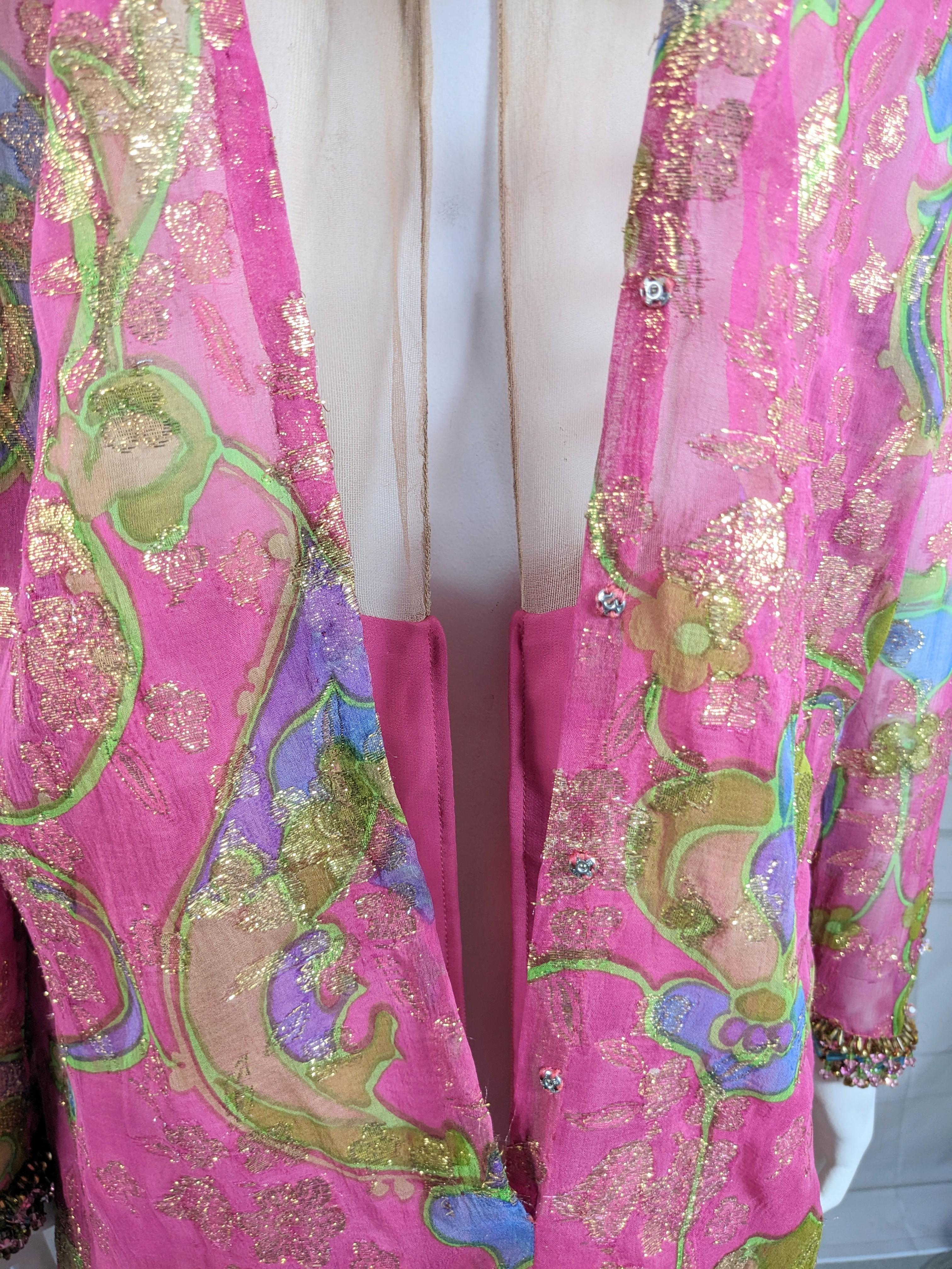 Early Oscar de la Renta Beaded Chiffon Sheath For Sale 3
