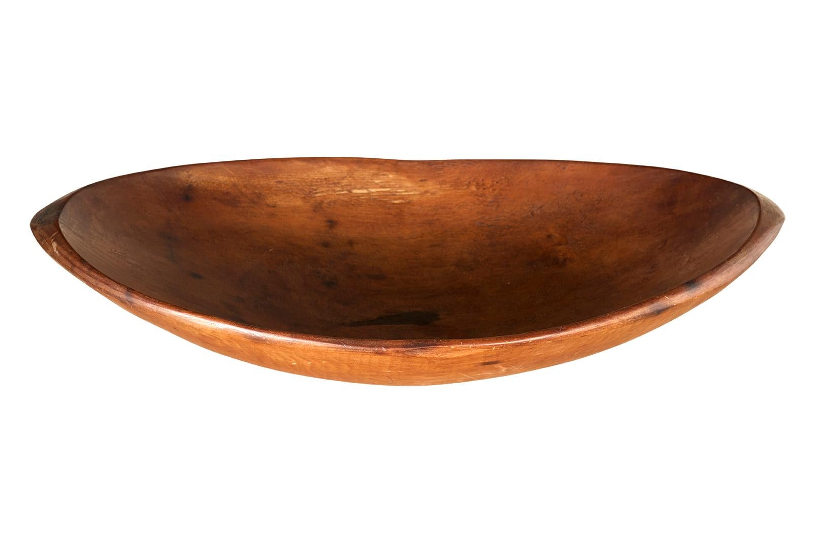 Organic Modern Early Oval Hand Carved Wood Bowl For Sale