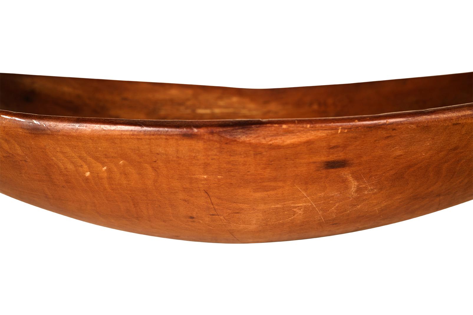 Early Oval Hand Carved Wood Bowl In Good Condition For Sale In Dallas, TX