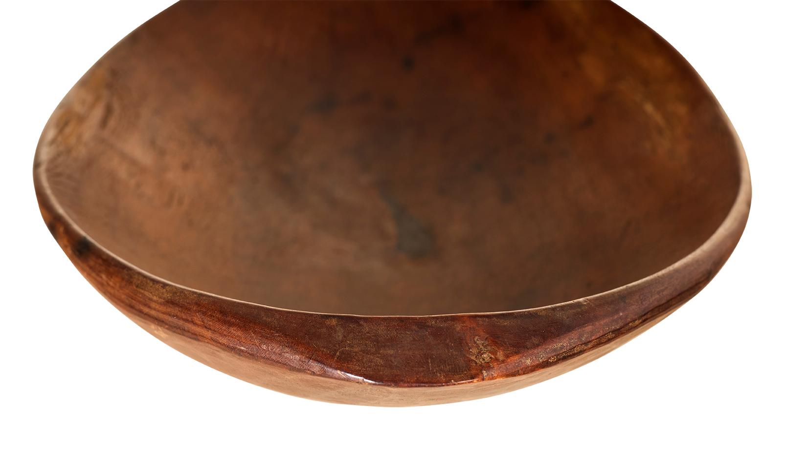 20th Century Early Oval Hand Carved Wood Bowl For Sale