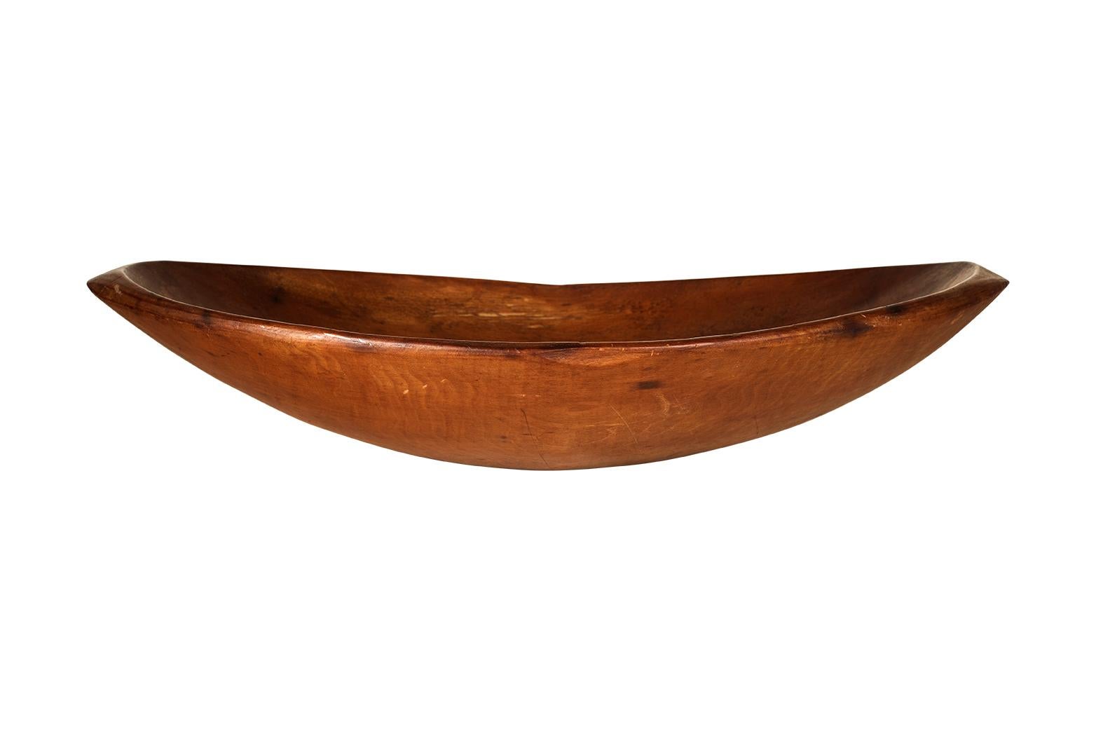 Early Oval Hand Carved Wood Bowl For Sale 3