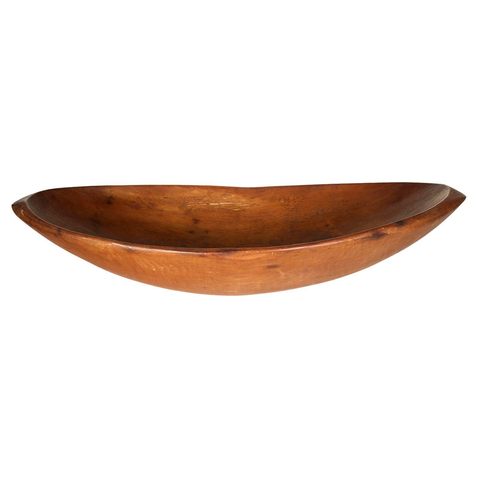 Early Oval Hand Carved Wood Bowl For Sale