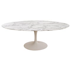 Early Ovalshaped Saarinen Marble Table on Cast Iron Base