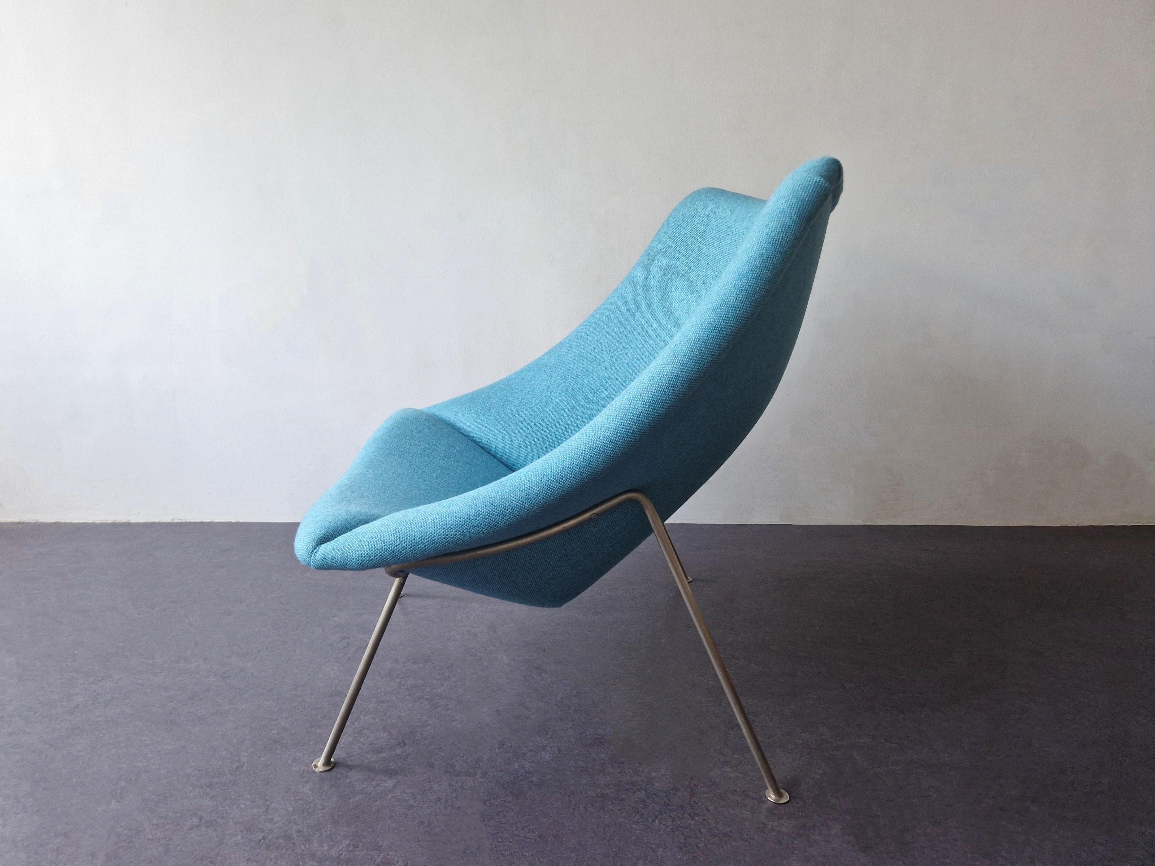 Plated Early Oyster lounge chair by Pierre Paulin for Artifort, The Netherlands 1958 For Sale