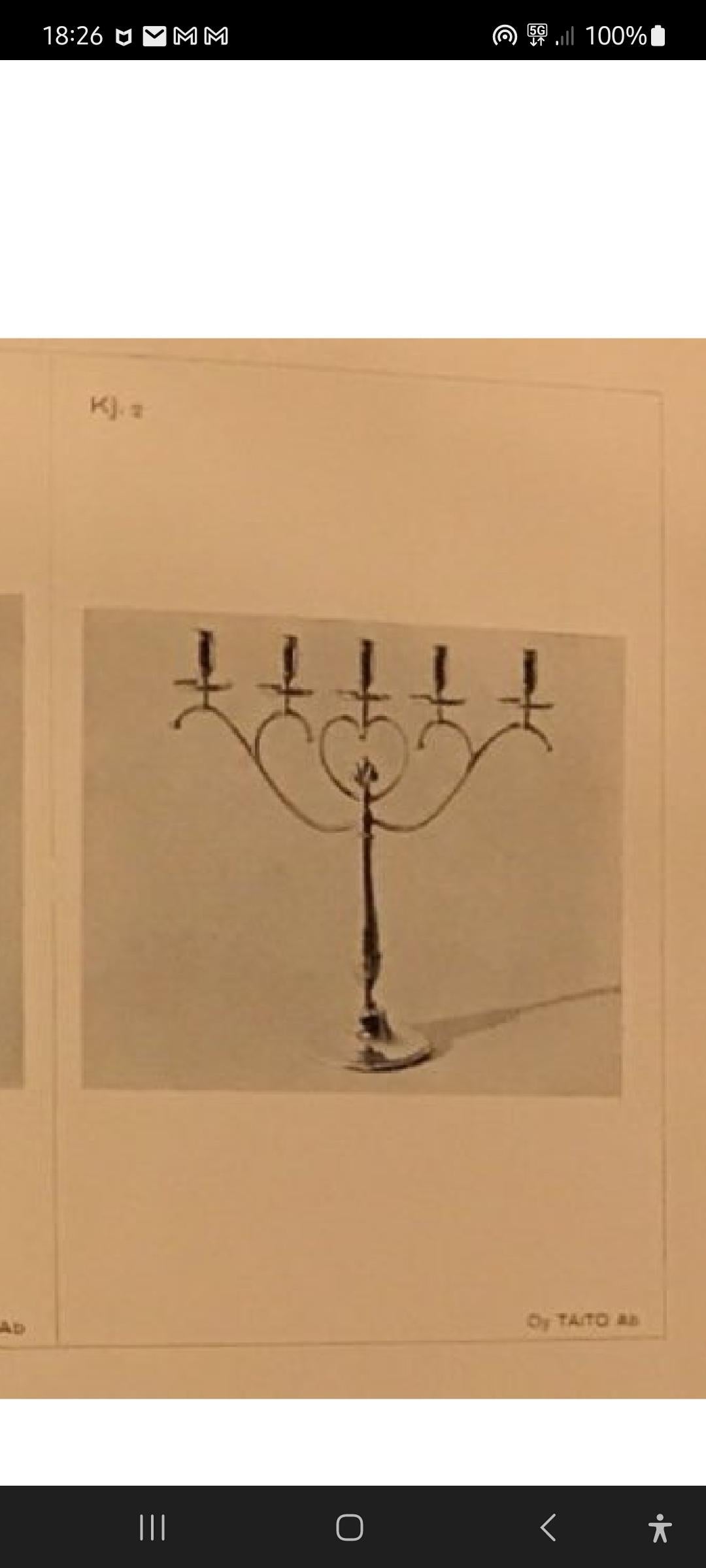 Candelabro Paavo Tynell Modello KJ 2, Ottone Nikled, Taito 1930 in vendita 3