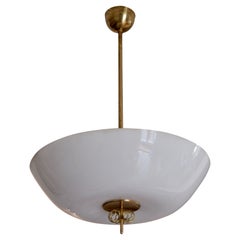 Early Paavo Tynell Lamp Model 1088 Opaline and Brass