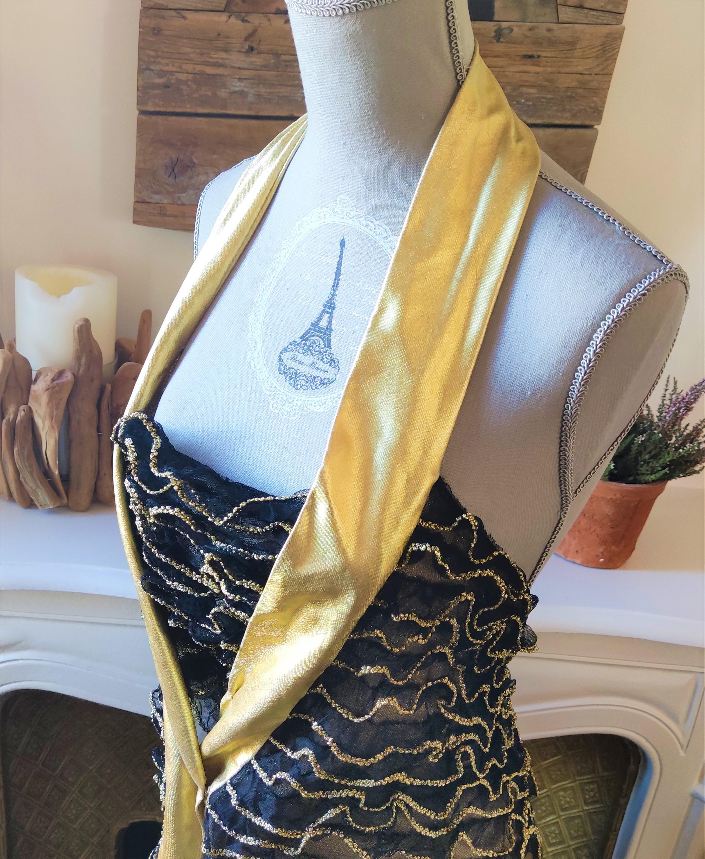 PACO RABANNE Robe de soirée vintage or et argentée avec manches longues en métal, début de sa carrière en vente 2