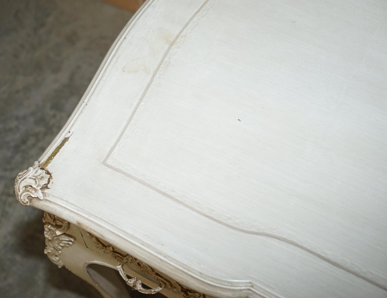 Early Paint Antique French Louis XV Style Bureau Plat Writing Desk and