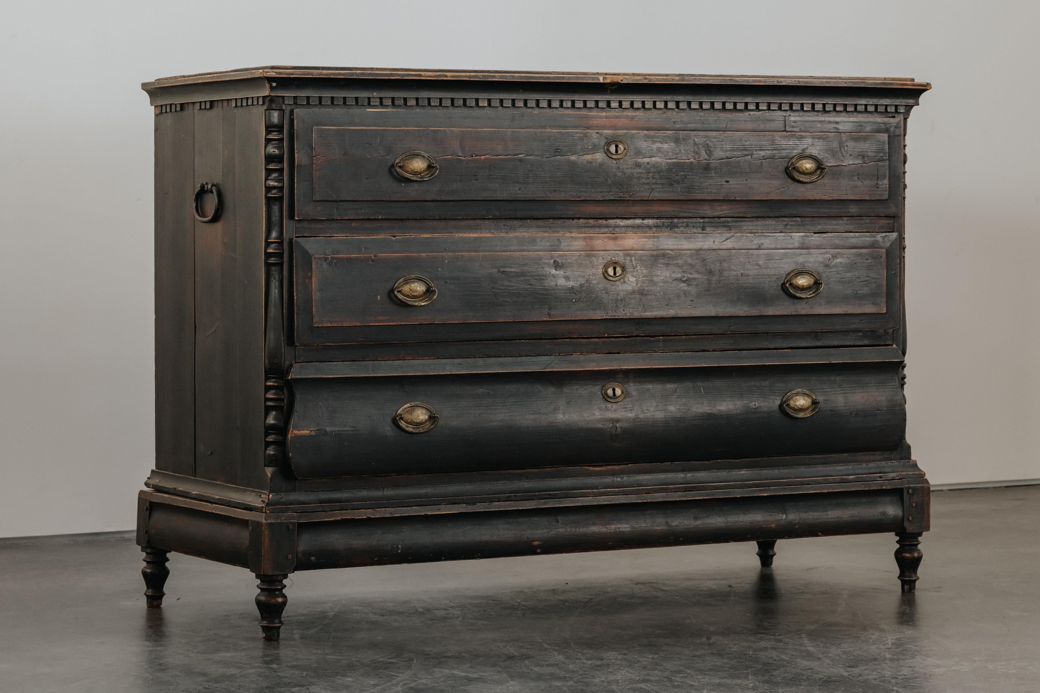 European Early Painted Chest Of Drawers From Sweden, Circa 1850