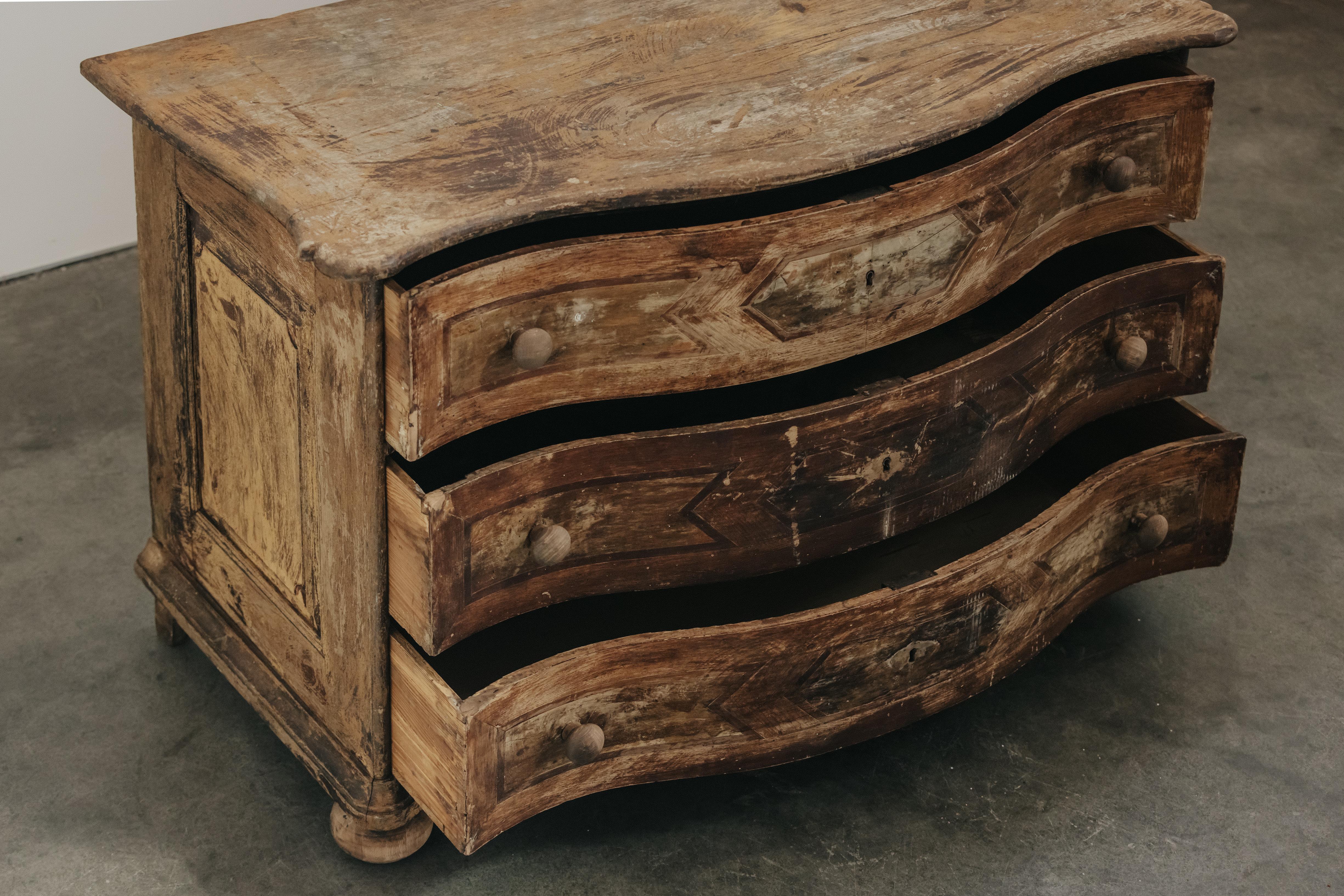 European Early Painted Pine Chest Of Drawers From France, Circa 1800