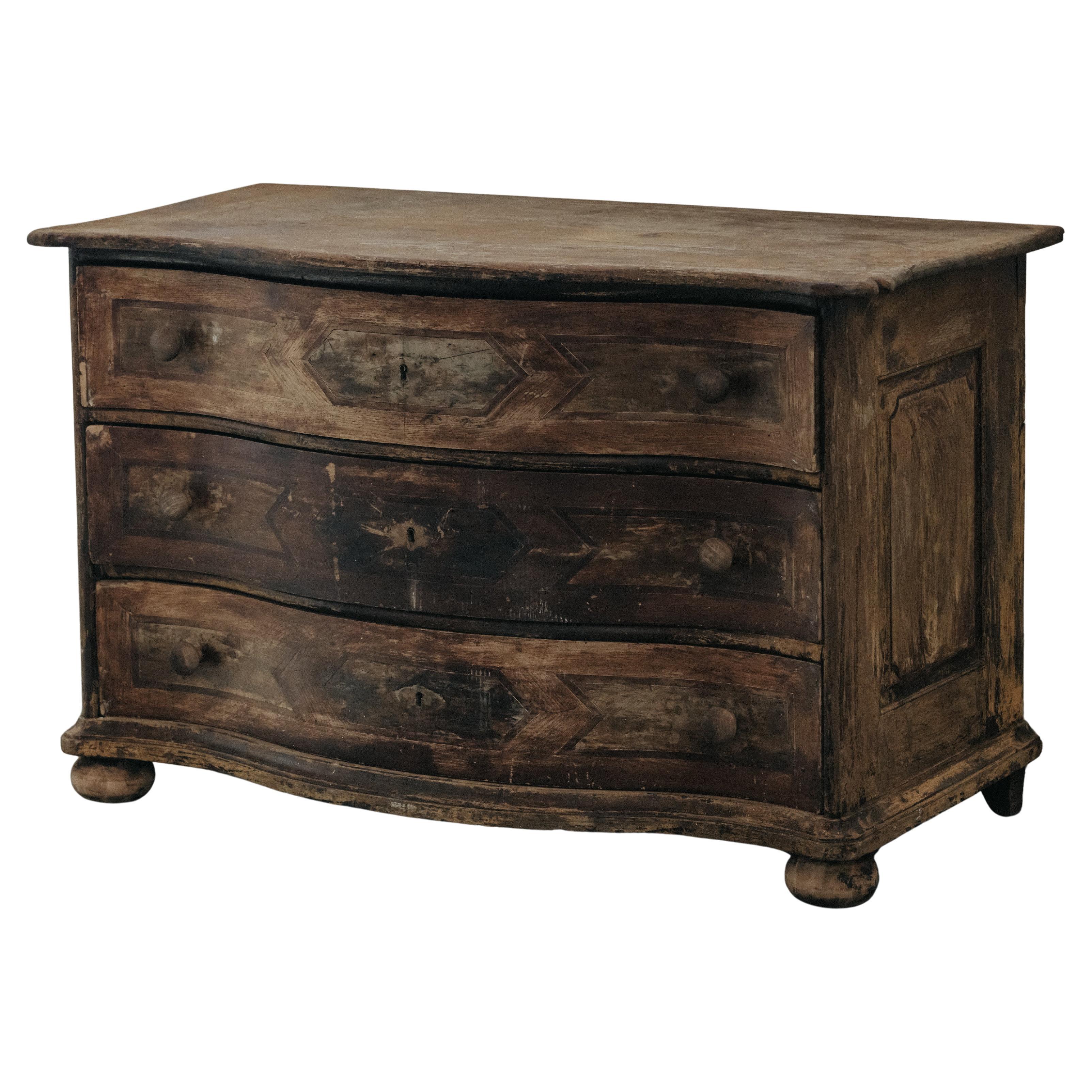 Early Painted Pine Chest Of Drawers From France, Circa 1800