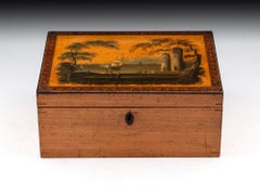 Sycamore Early Tunbridge Box Painted Ship, 19th Century