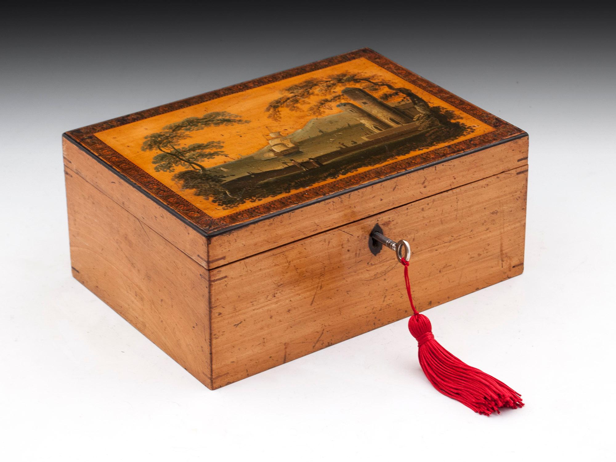 Sycamore Early Tunbridge Box Painted Ship, 19th Century For Sale 4