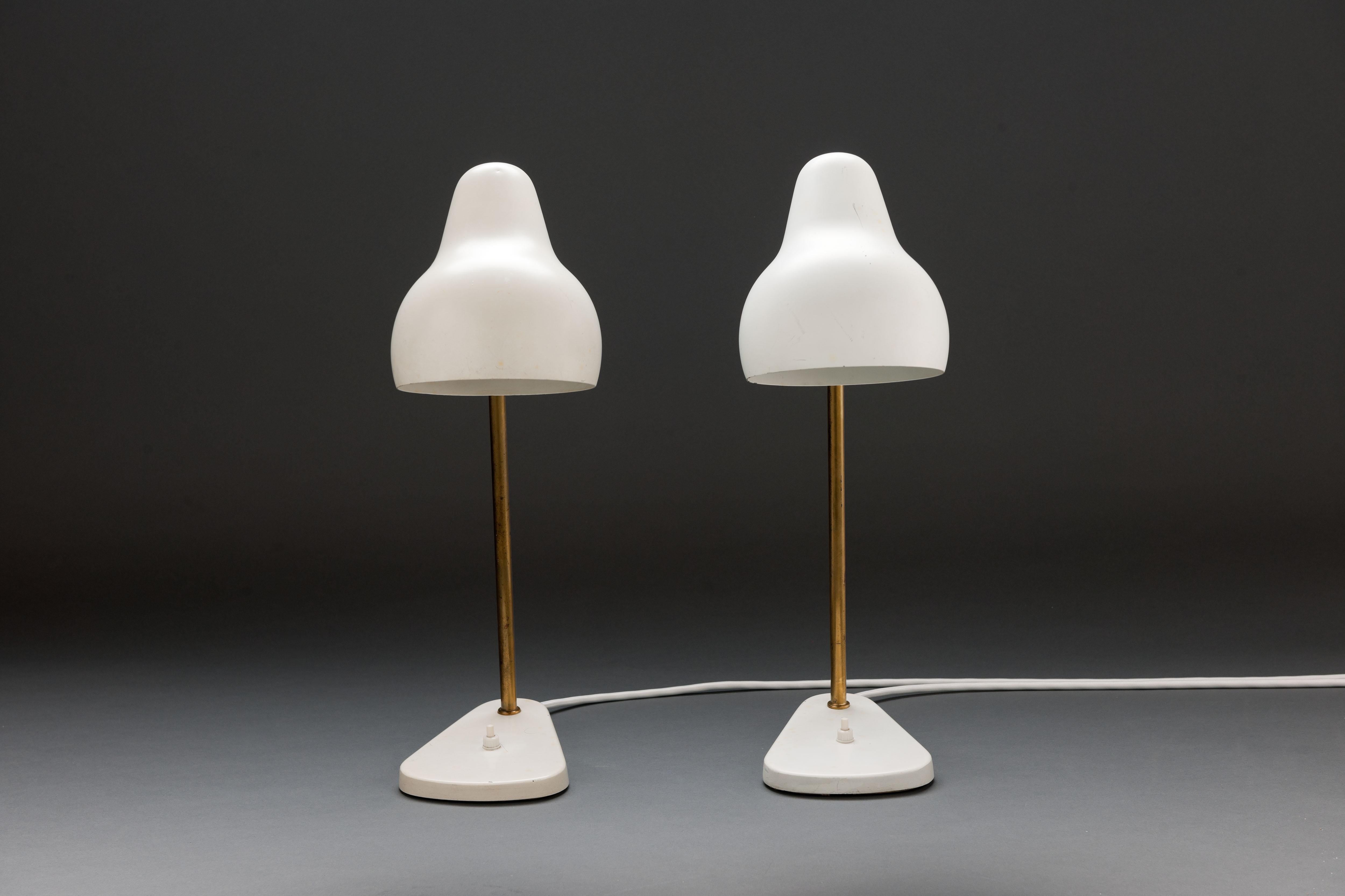 Scandinavian Modern Early Pair '2' of Vl Table Lamps by Vilhelm Lauritzen by Louis Poulsen For Sale