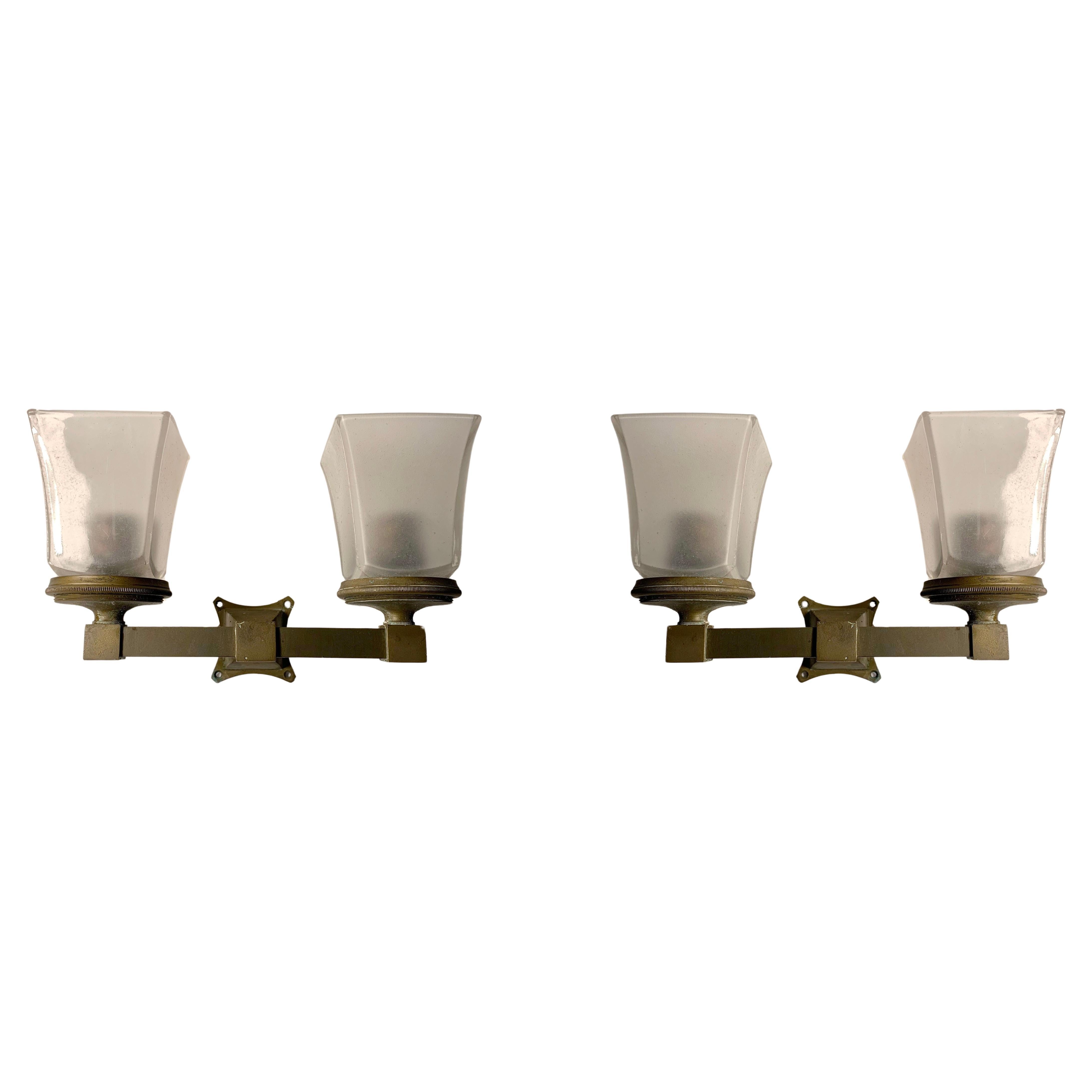 Early PAIR Antique Pullman Train Car Lamp Sconces Architectural Salvage