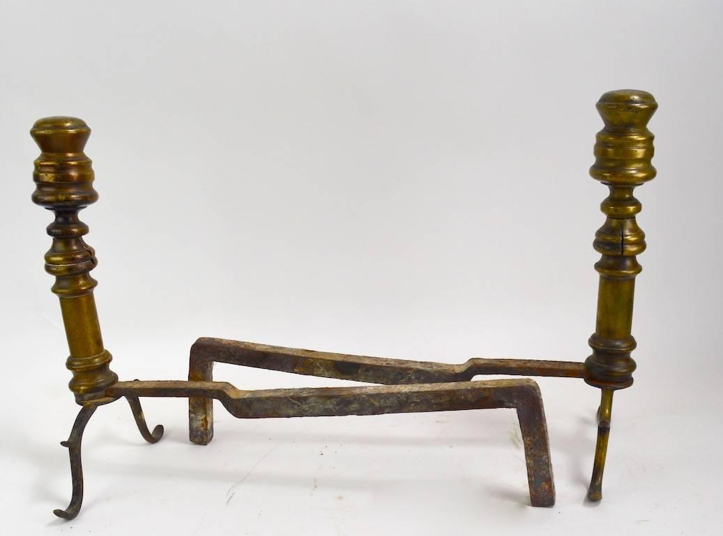 American Early Pair of Chippendale Andirons For Sale