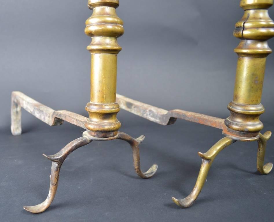 Early Pair of Chippendale Andirons For Sale 2