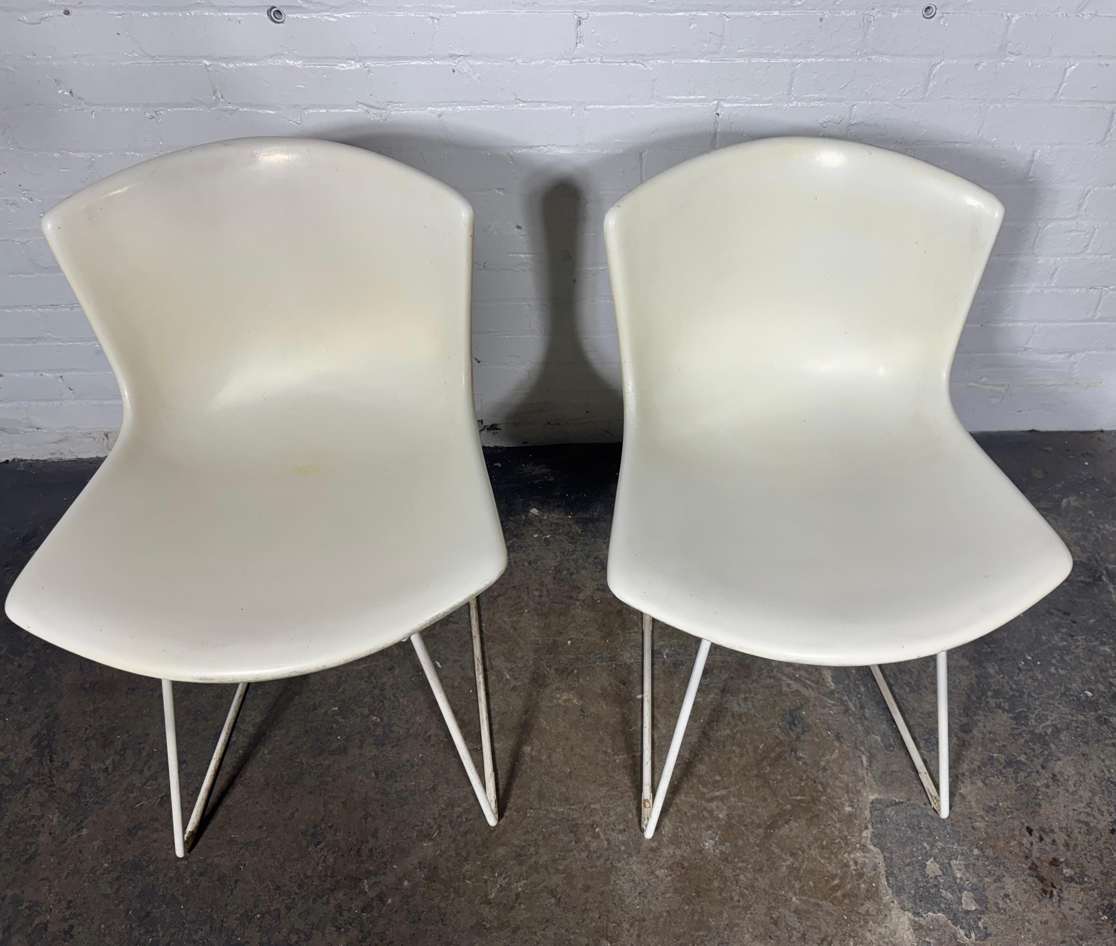 Americano Coppia di sedie a conchiglia in fibra di vetro modellata di Harry Bertoia per Knoll, Label in vendita
