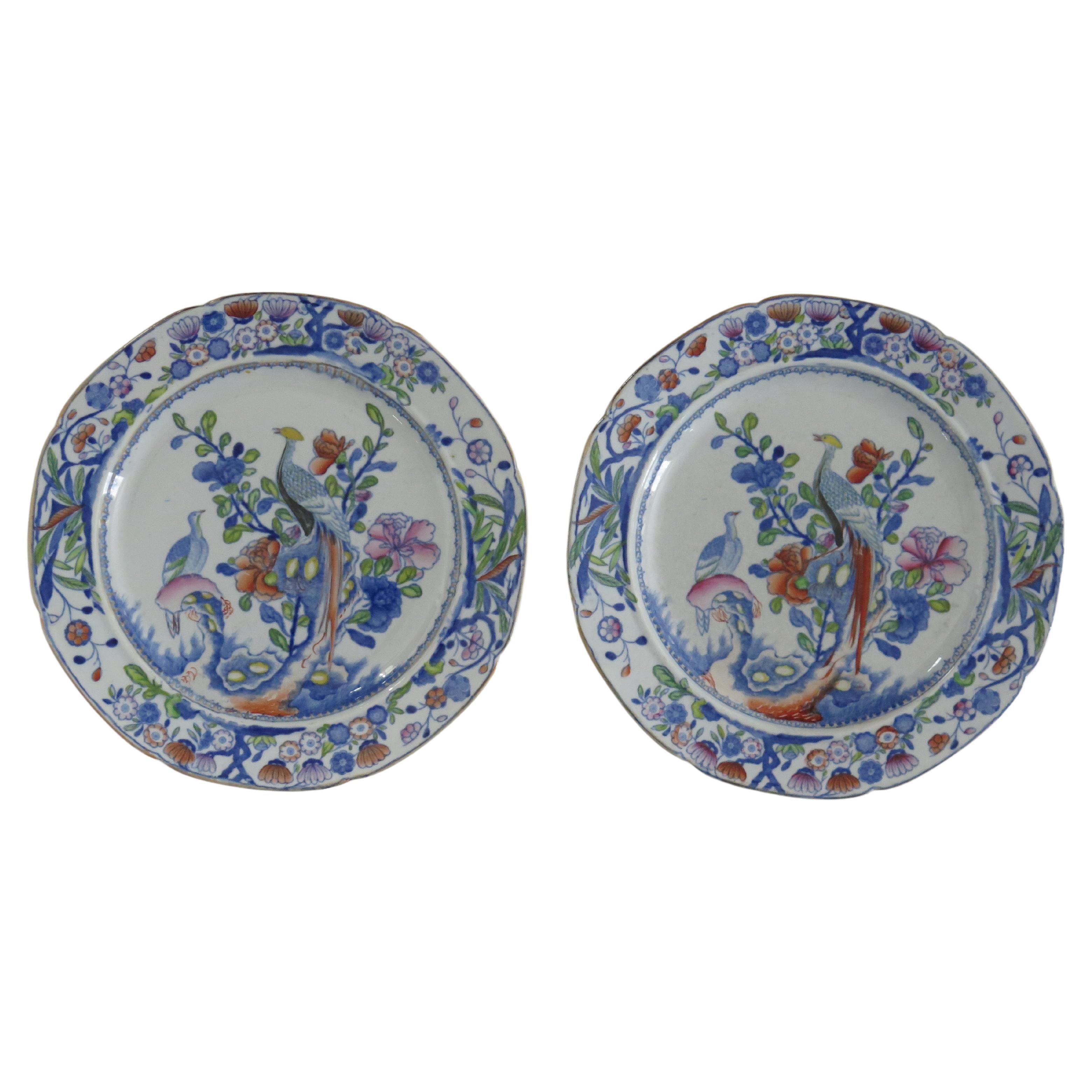 Early PAIR Mason's Ironstone Side Plates in Oriental Pheasant Pattern, Ca 1818 For Sale