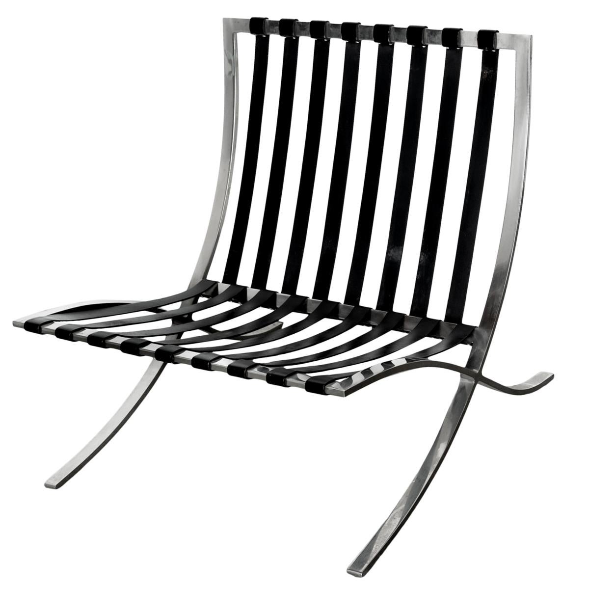 Frühes Paar MCM Knoll Barcelona-Stühle, Mies van der Rohe 1961, schwarzes Leder im Angebot 6