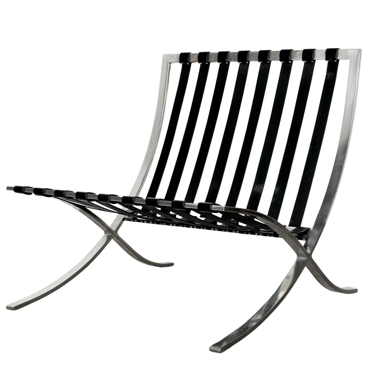 Frühes Paar MCM Knoll Barcelona-Stühle, Mies van der Rohe 1961, schwarzes Leder im Angebot 7