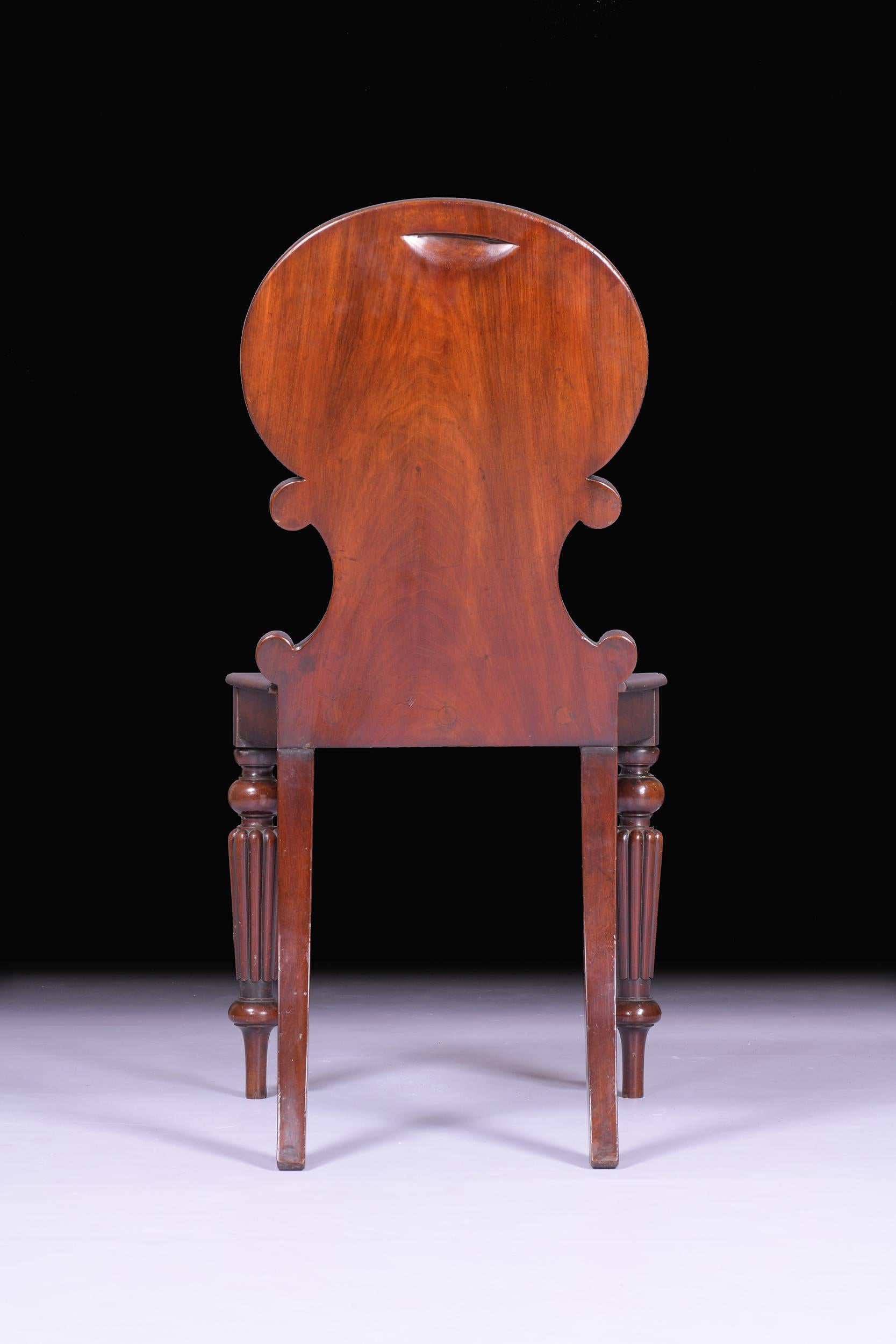 Early Pair of 19th Century English Regency Hall Chairs Attributed to Gillows For Sale 2