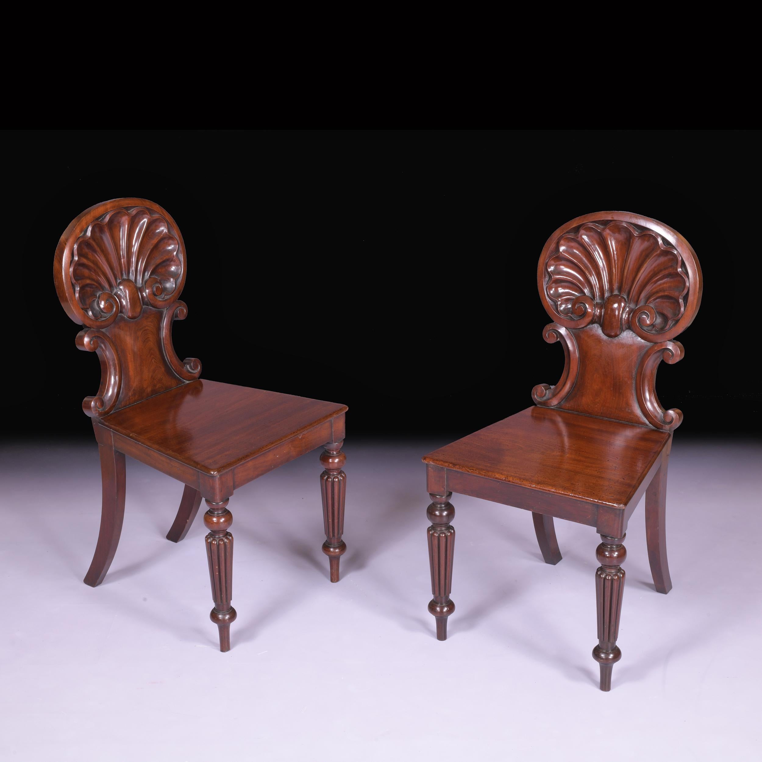 Early Pair of 19th Century English Regency Hall Chairs Attributed to Gillows For Sale 3