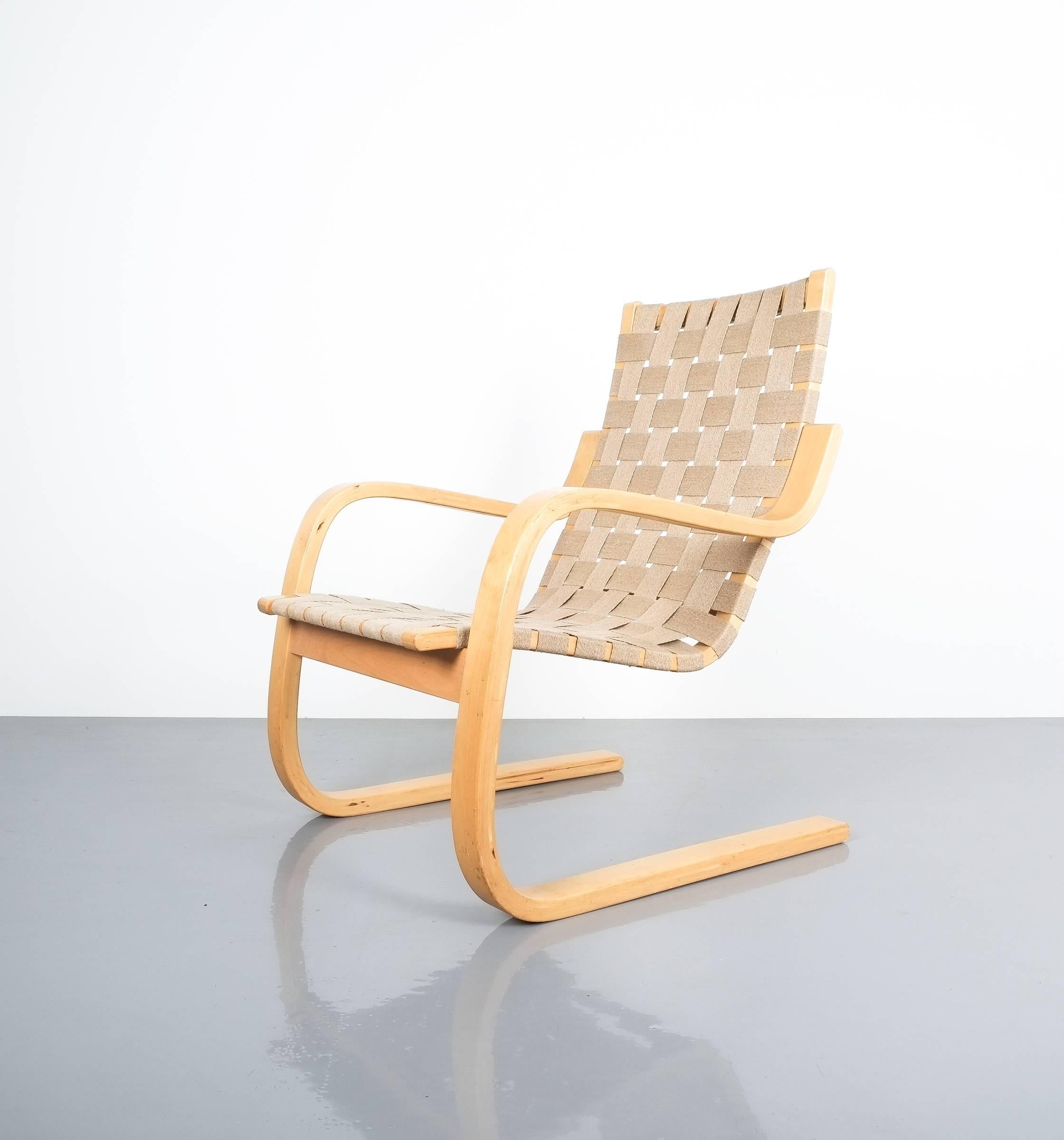 Mid-Century Modern Early Pair of Alvar Aalto Armchairs Chair Model 406 Artek, 1960