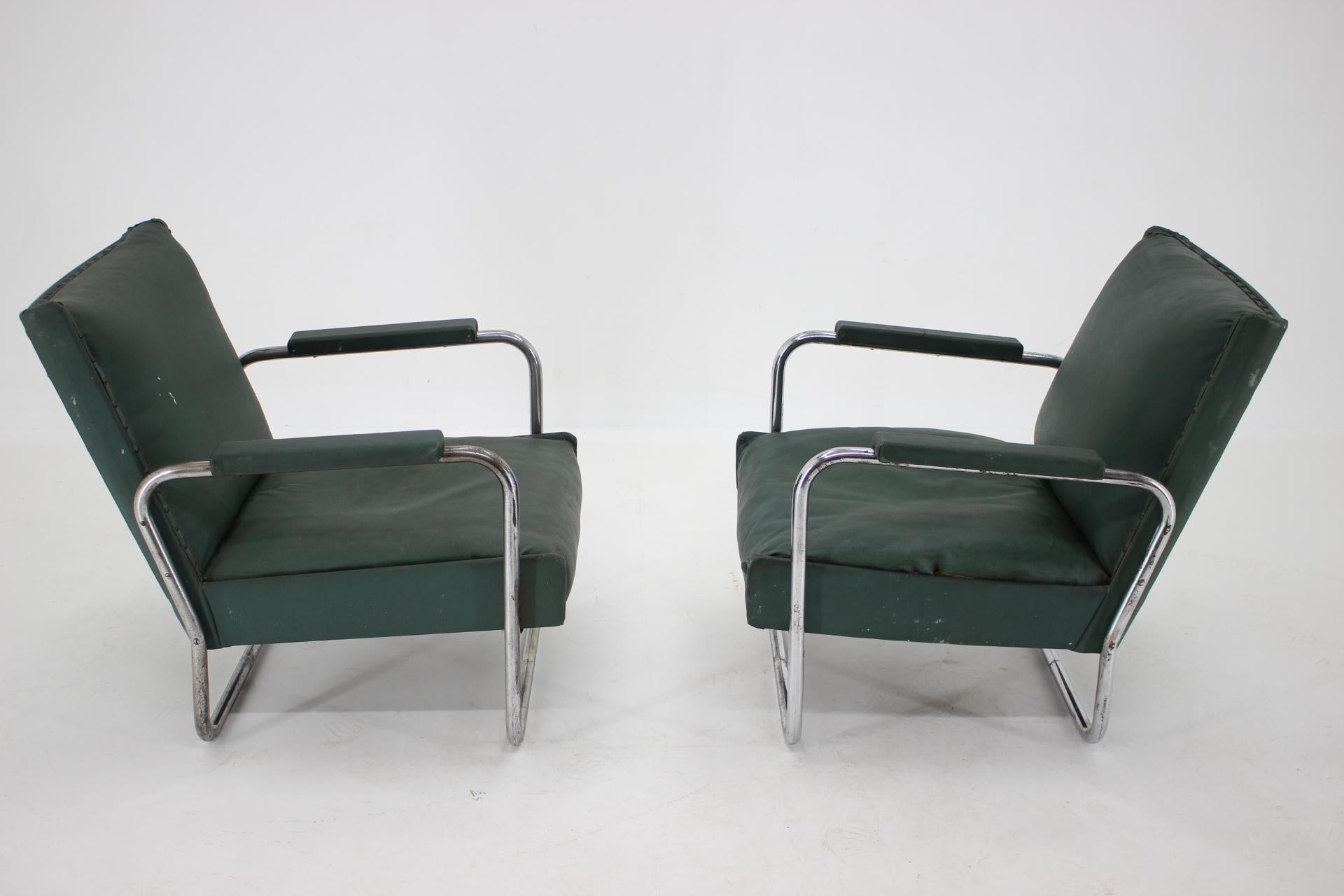 Early Pair of Bauhaus Chrome Armchairs KF-406 by Walter Knoll for Thonet, 1930s For Sale 5