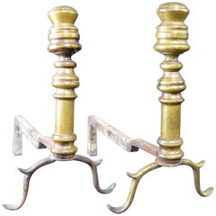 Antique Early Pair of Chippendale Andirons