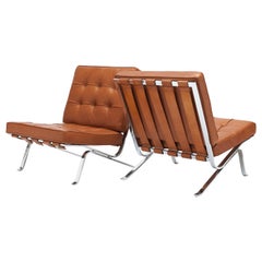 Paire ancienne de chaises longues RH301 en cuir cognac de Robert Haussmann