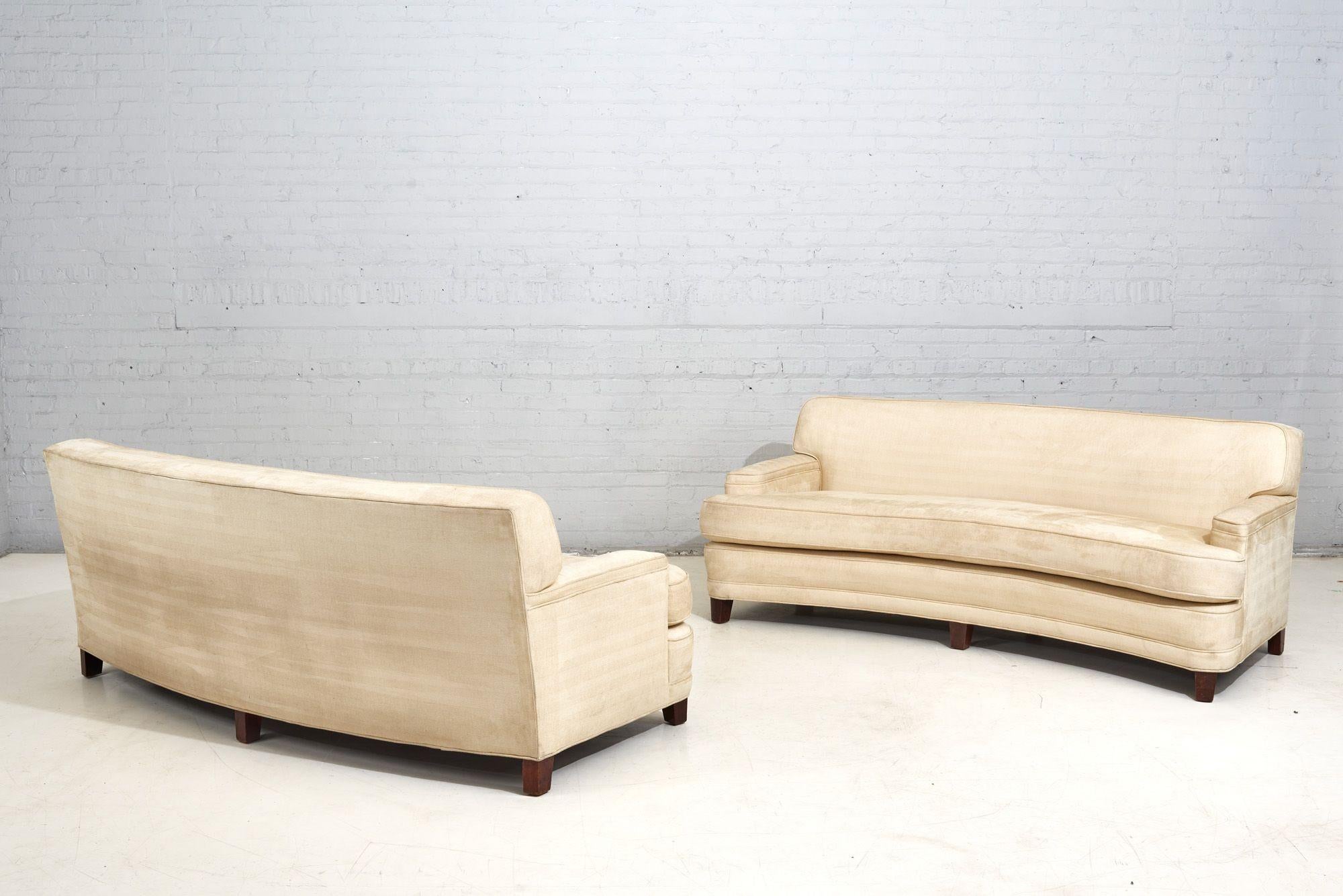 American Early Pair of Dunbar Curved Sofas, 1940
