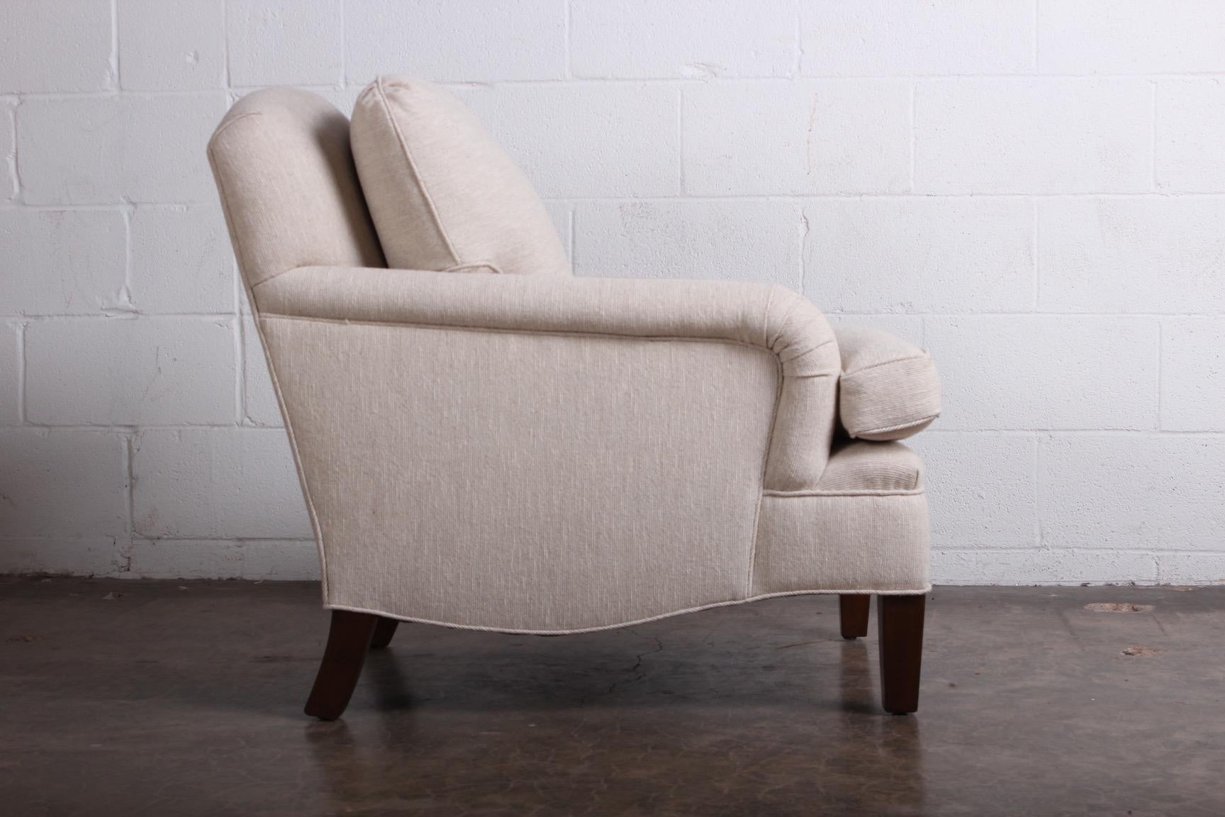 Fabric Early Pair of Dunbar Lounge Chairs by Edward Wormley