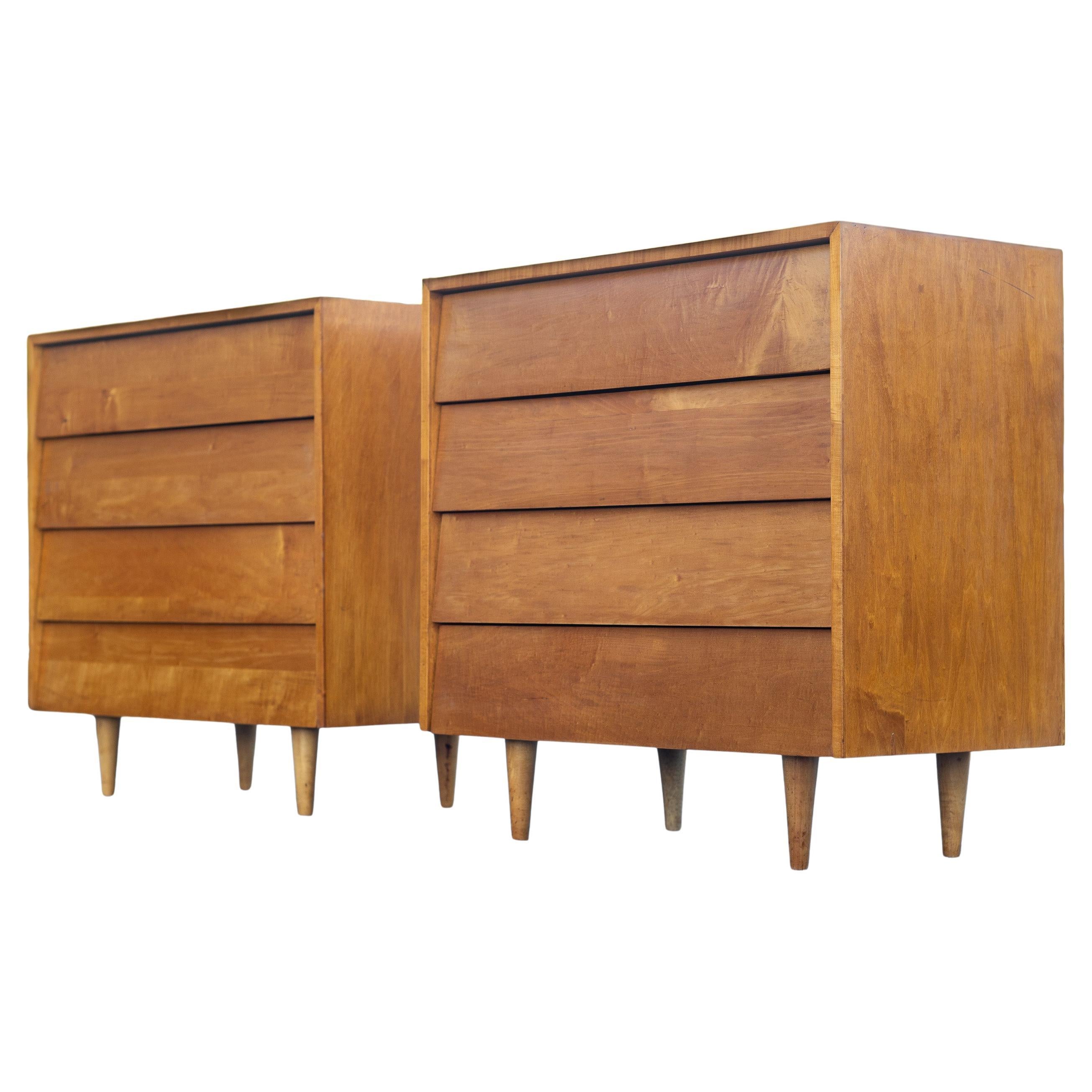 Early Pair of Florence Knoll No. 126 Louvered 4-Drawer Cabinets, Late 1940s