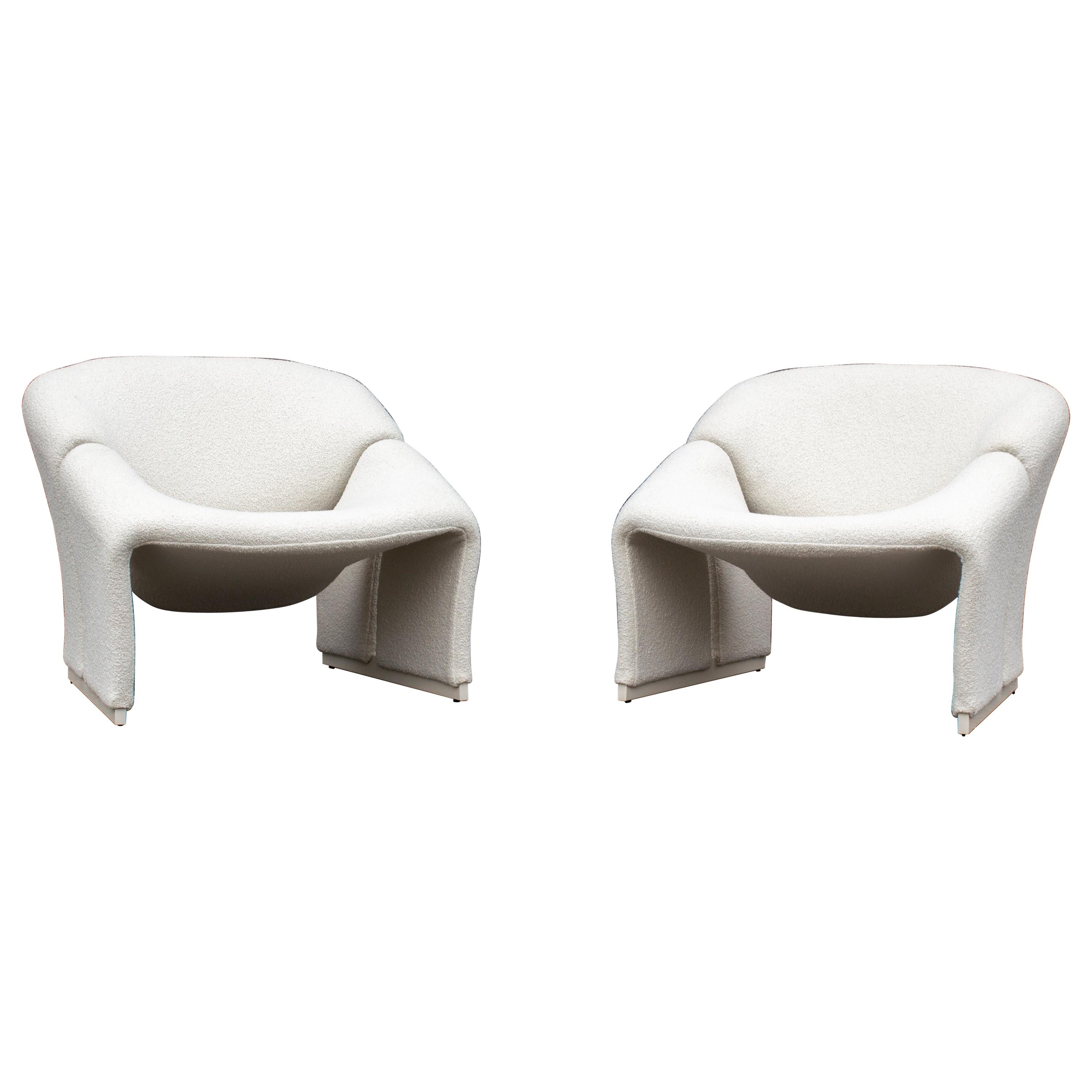 Early Pair of French Model F580 Lounge Chairs by Pierre Paulin for Artifort