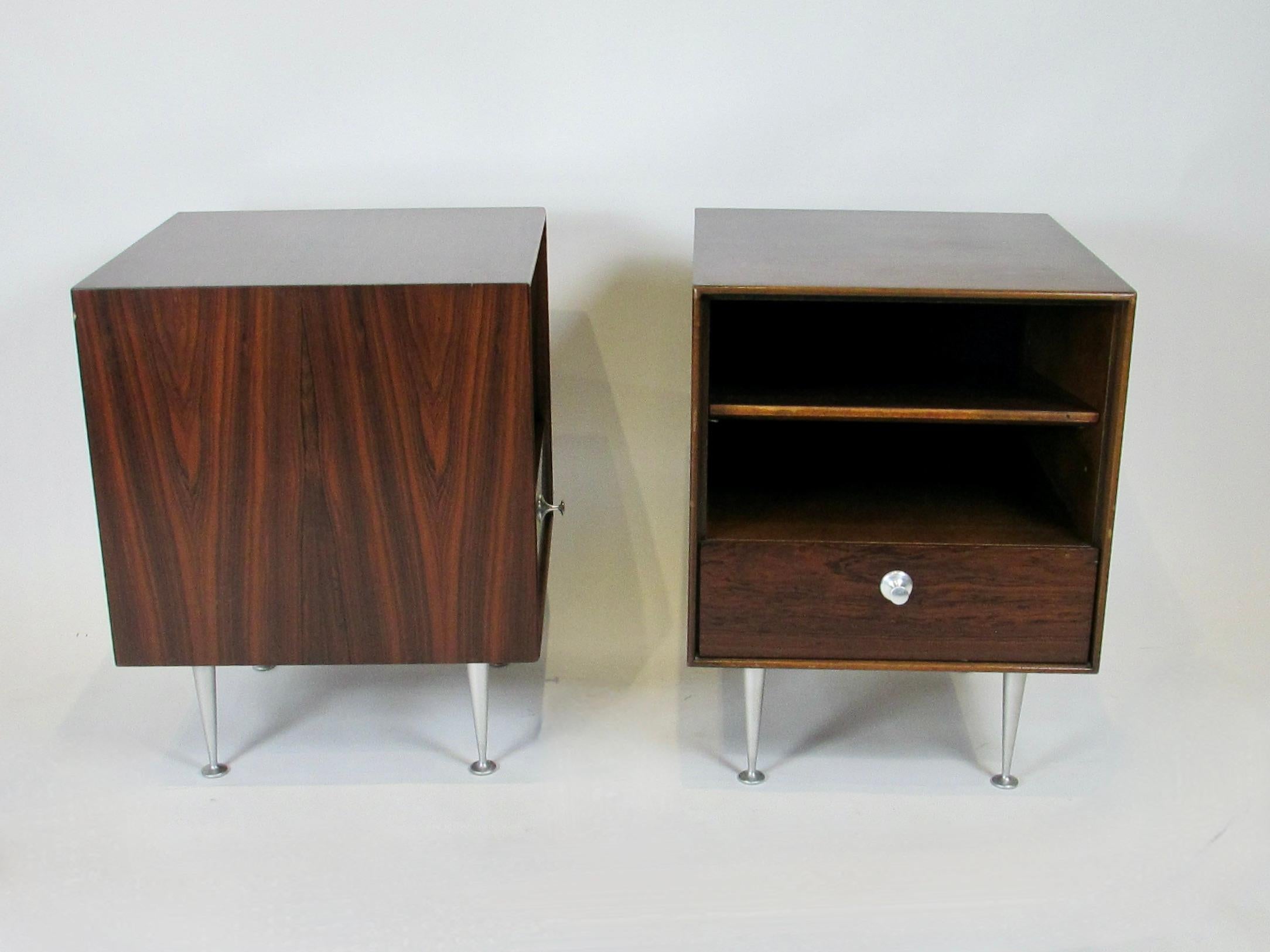 Lacquered Early Pair of George Nelson Herman Miller Nightstands from the Thin Edge Group